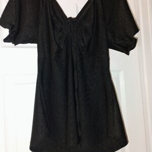 Chic Black Blouse with Bow Detail